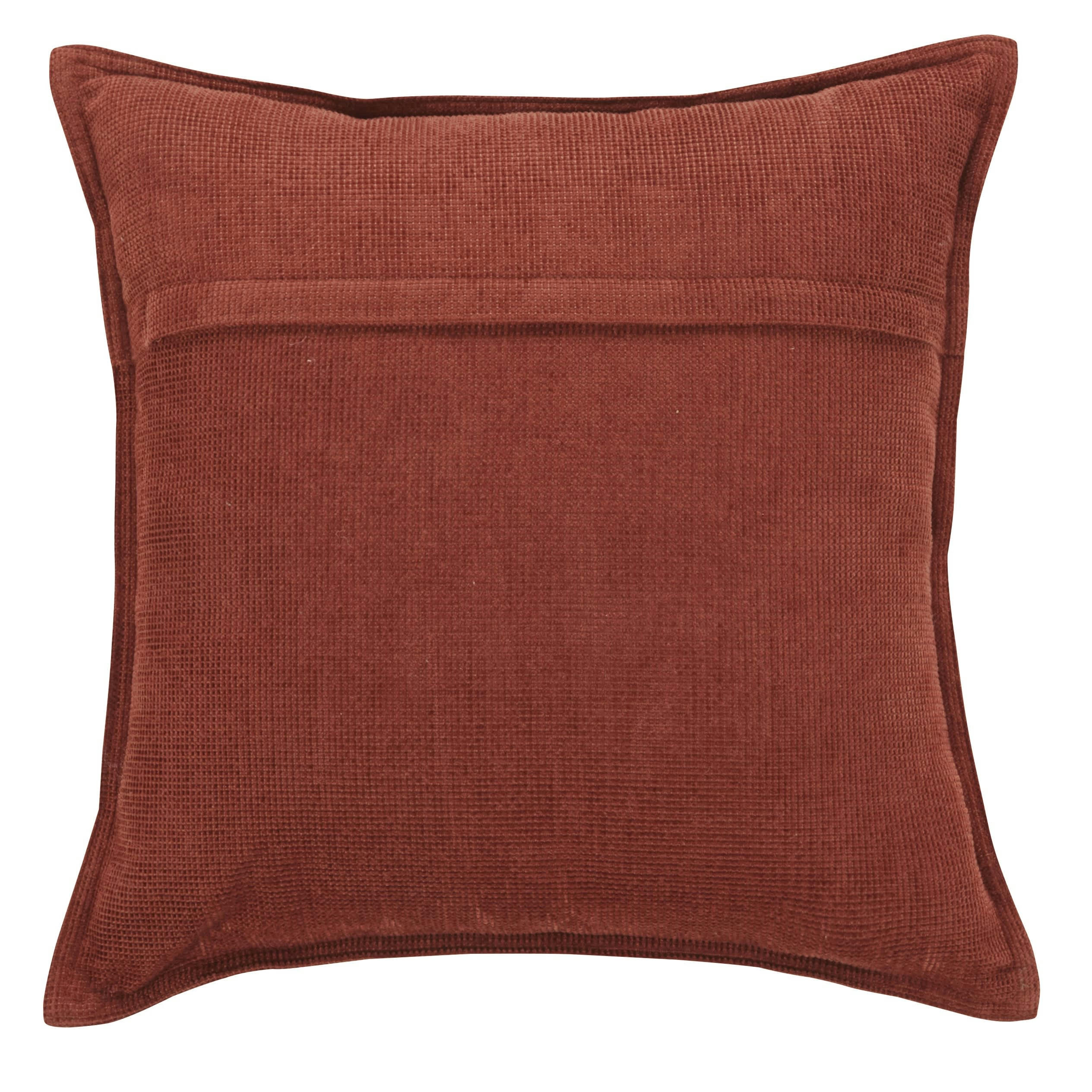 CHENILLE - Coussin en velours de polyester recyclé chenillé rouge brique 45x45