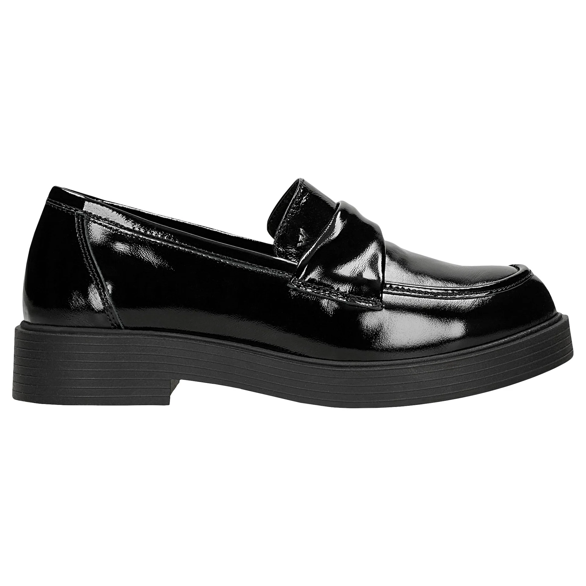 Czarne lakierowane mokasyny typu penny loafers