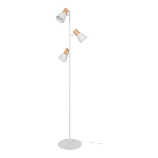 Lampadaire 3 lampes bois et métal blanc Cornflower H.156 x Ø28cm E27 25W GoodHome