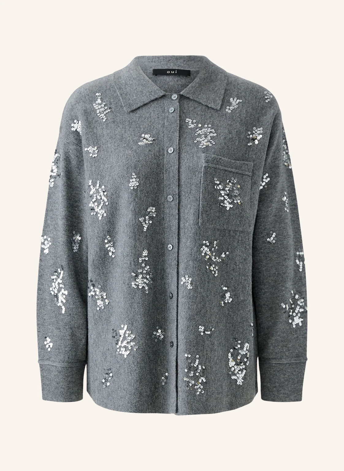 Oui Strickbluse mit Pailletten