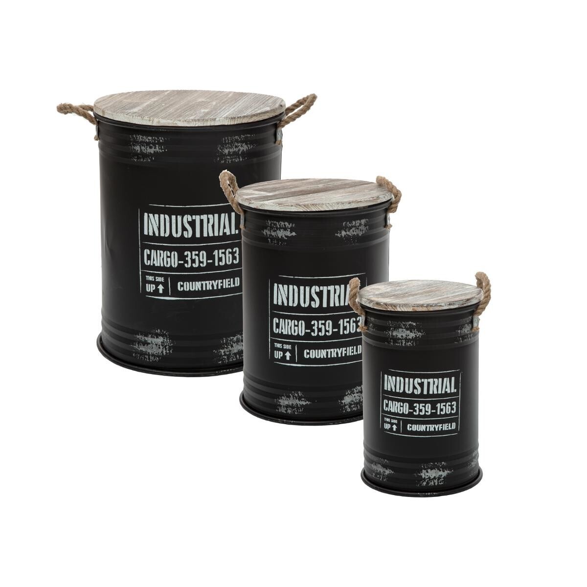 Chests "Loft", Set of 3 Black Metal