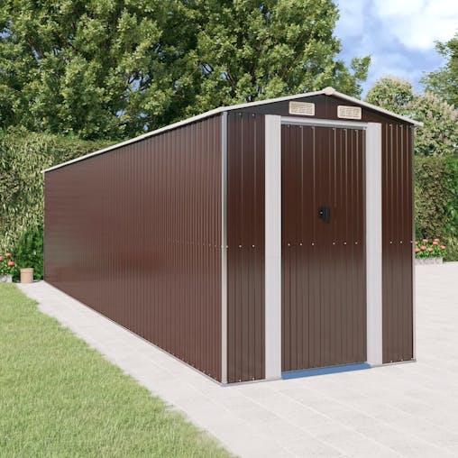 NNEVL Garden Shed Dark Brown 192x772x223 cm Galvanised Steel