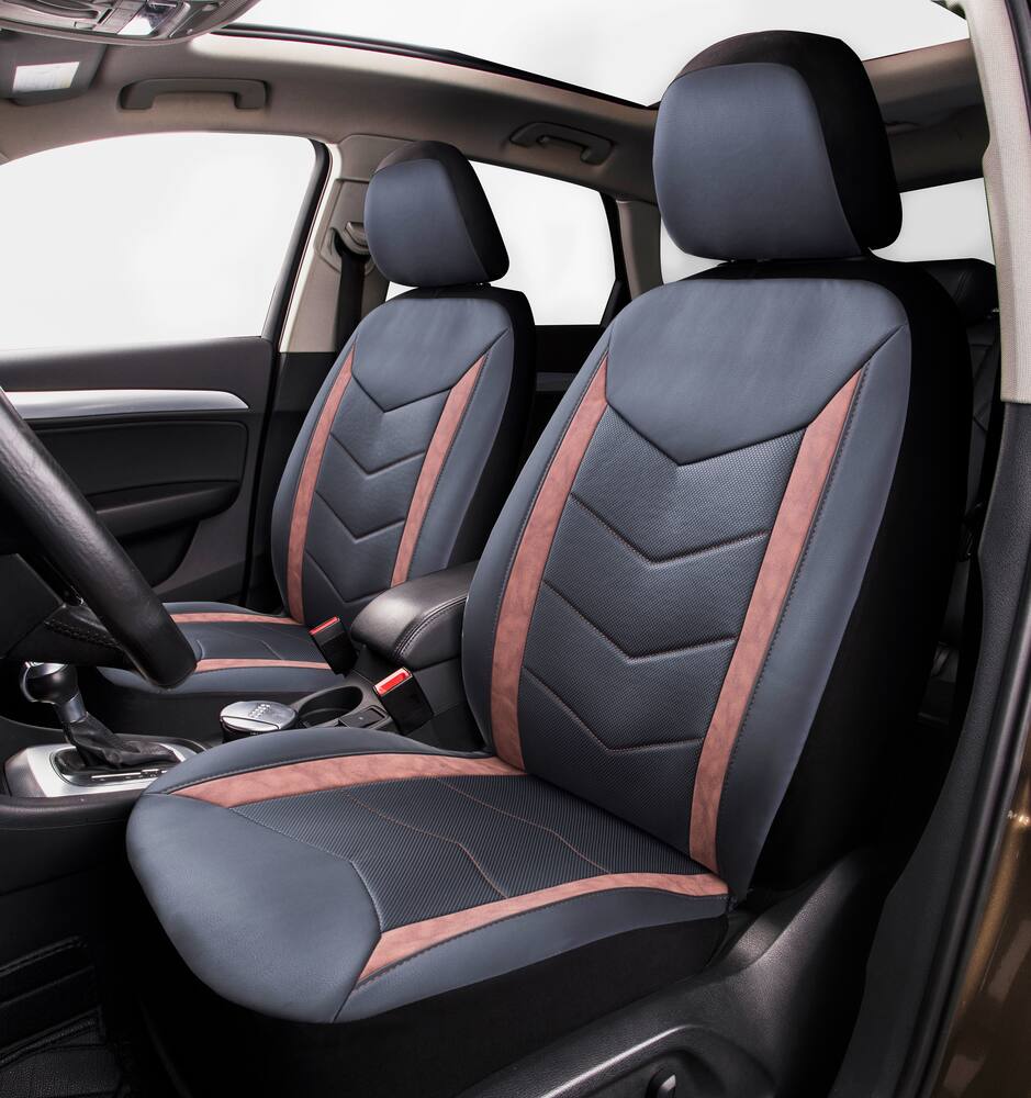 AutoTrends Premium Faux Leather Chevron Seat Cover, 2-pk