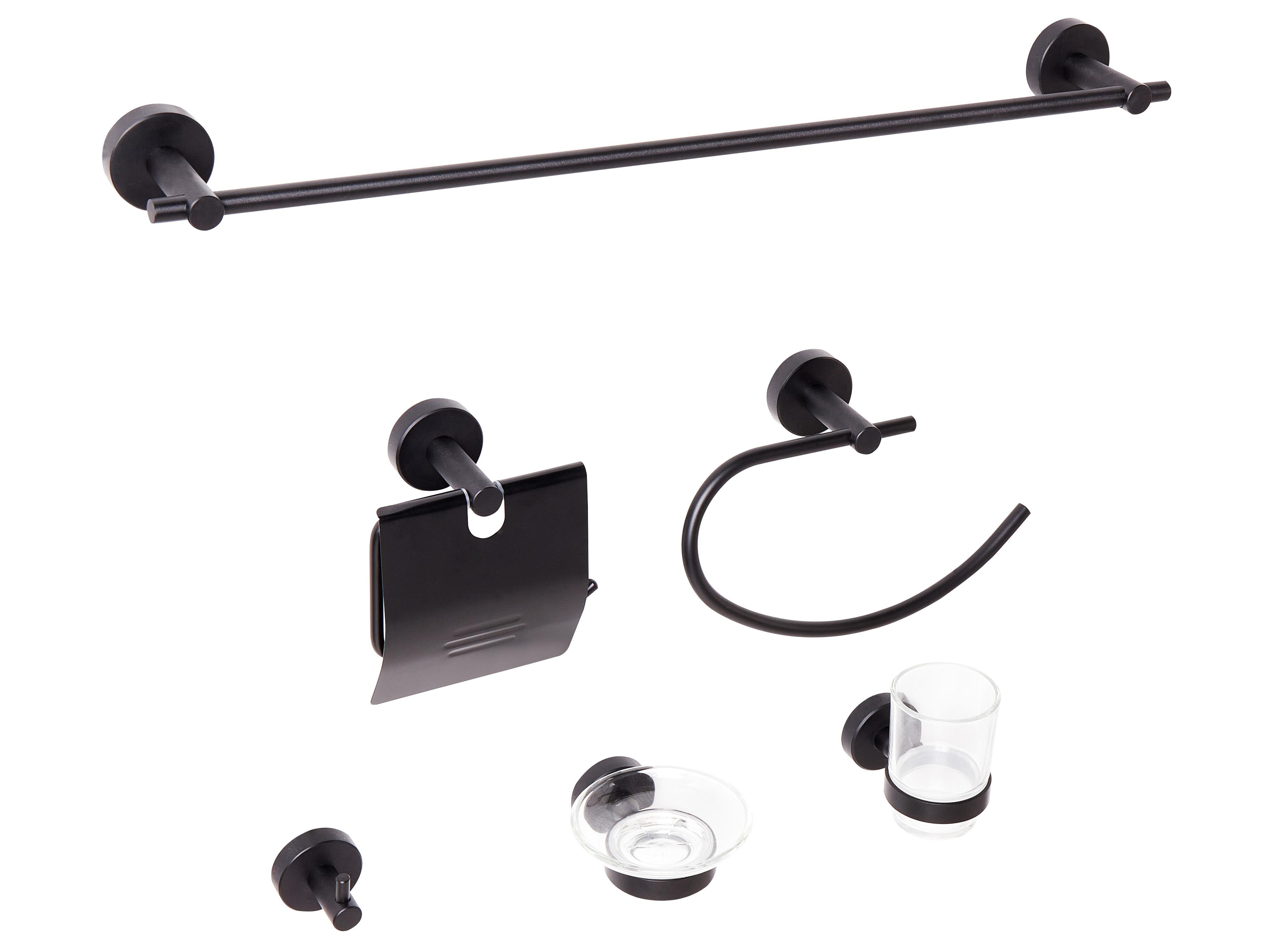 6-Piece Bathroom Hardware Set ZARUMA with Towel Bars and Hooks Black