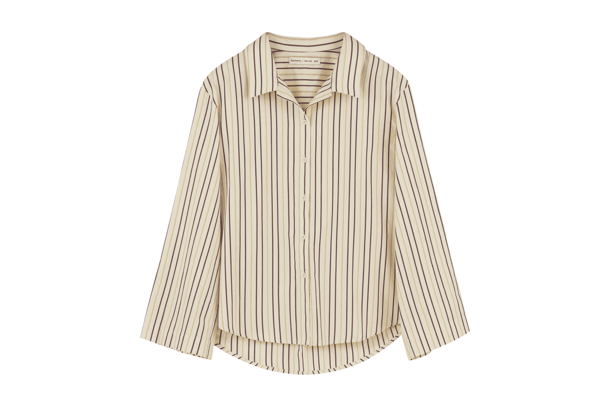 noo.ma Tala pyjamashirt - gestreept, 100% biologisch katoen, Yellow, XL/XXL