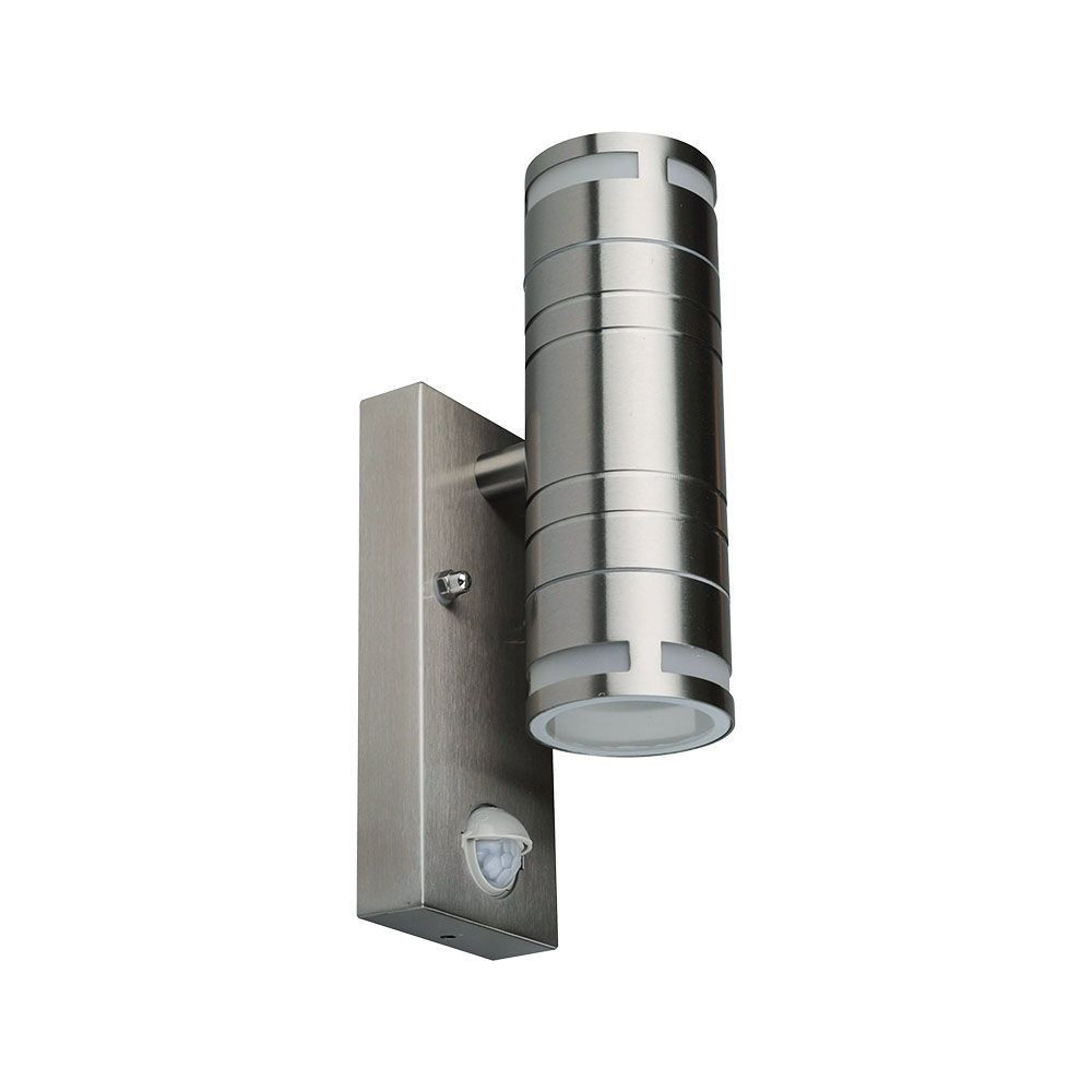 Kinkiet zewnętrzny z czujnikiem srebrny VT-7632S 2xGU10x15W IP44 V-TAC