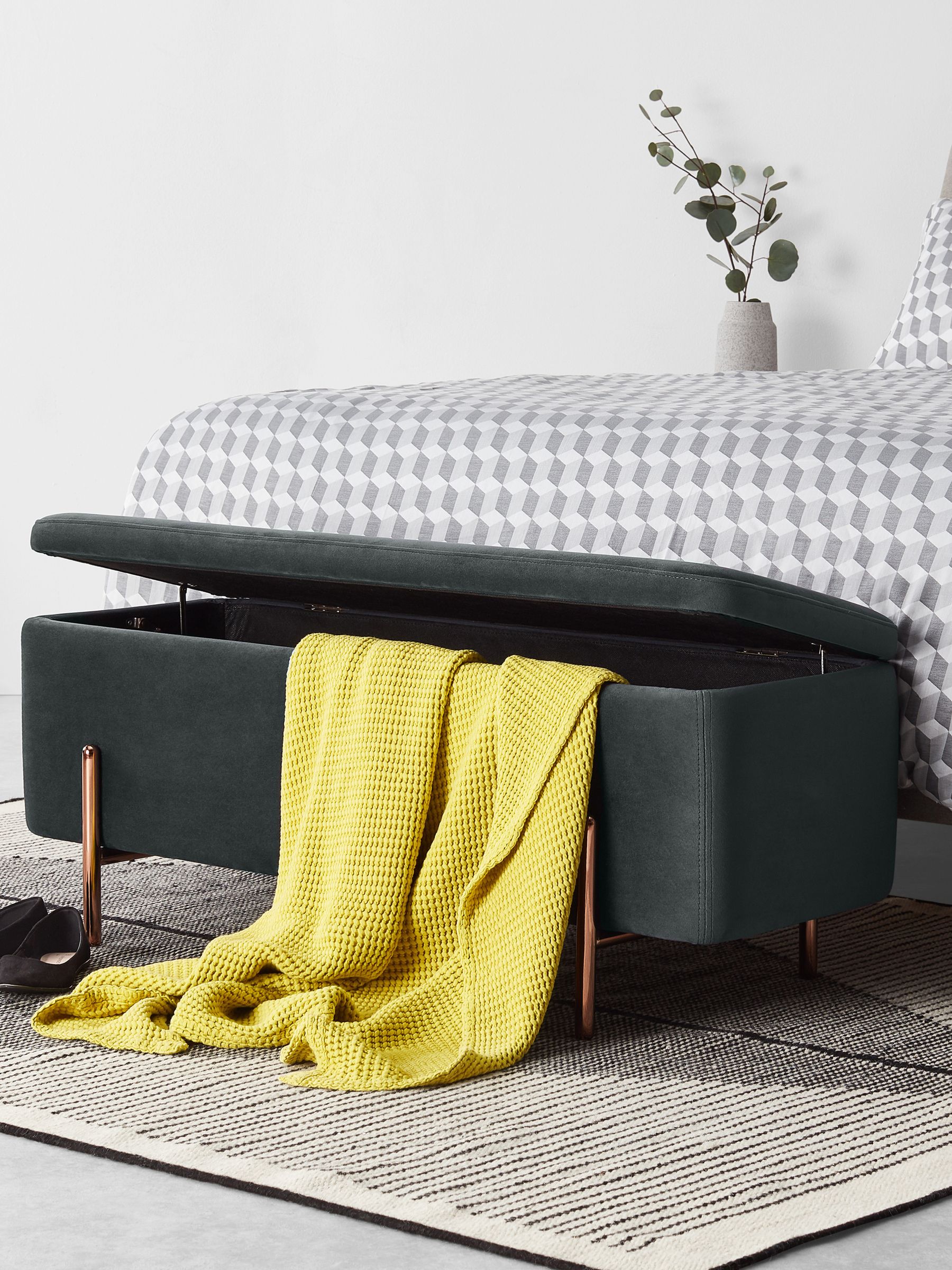 Asare Storage Ottoman Bench in Grey