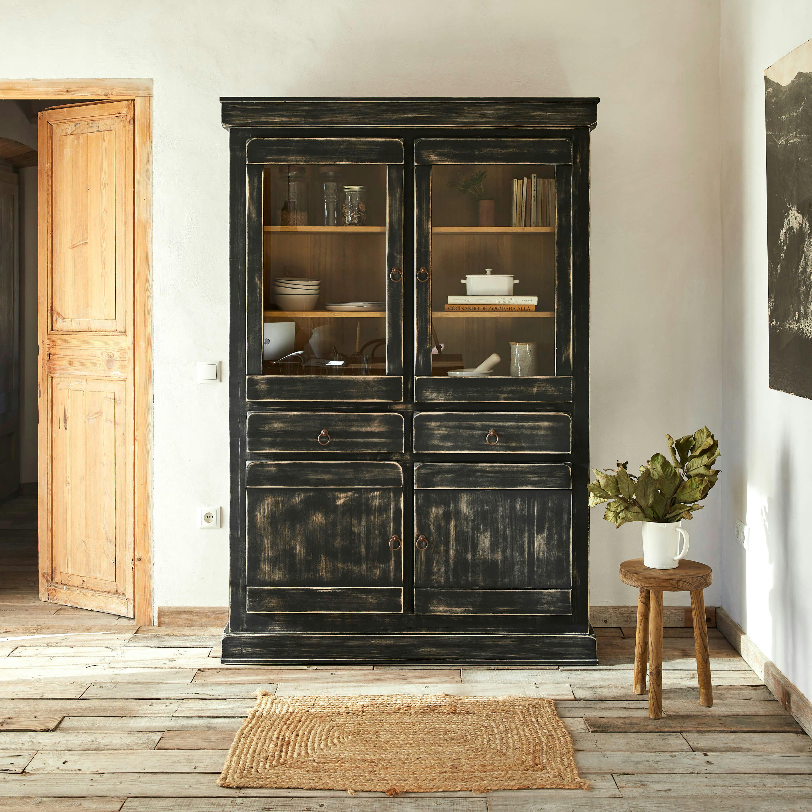 RENÁN - Armoire bicolore en bois de couleur naturel