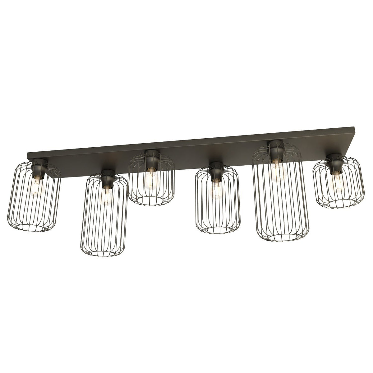 Emibig plafondlamp Barn - 6 lichts - 115 x 35  cm - zwart