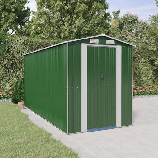 NNEVL Garden Shed Green 192x440x223 cm Galvanised Steel
