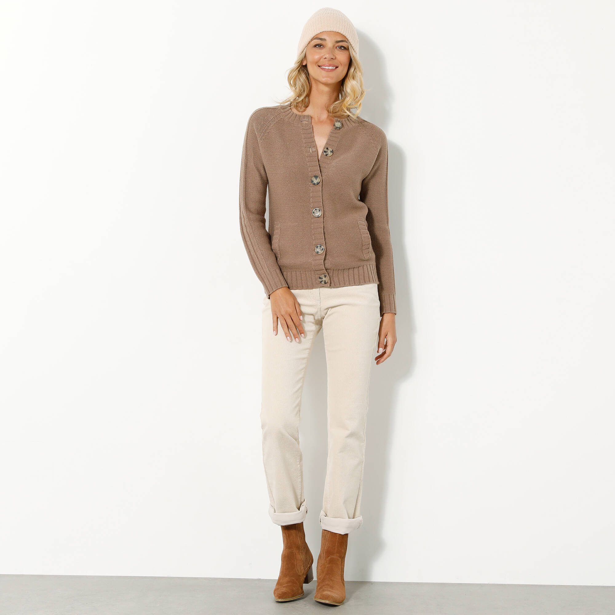 Cardigan boutonné maille fantaisie