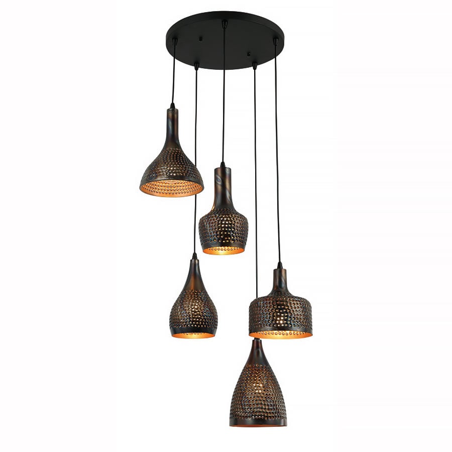 Freelight hanglamp Fueco - 5 lichts - 40 x 180  cm - zwart bruin