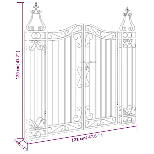 NNEVL Garden Gate Black 121x8x120 cm Wrought Iron