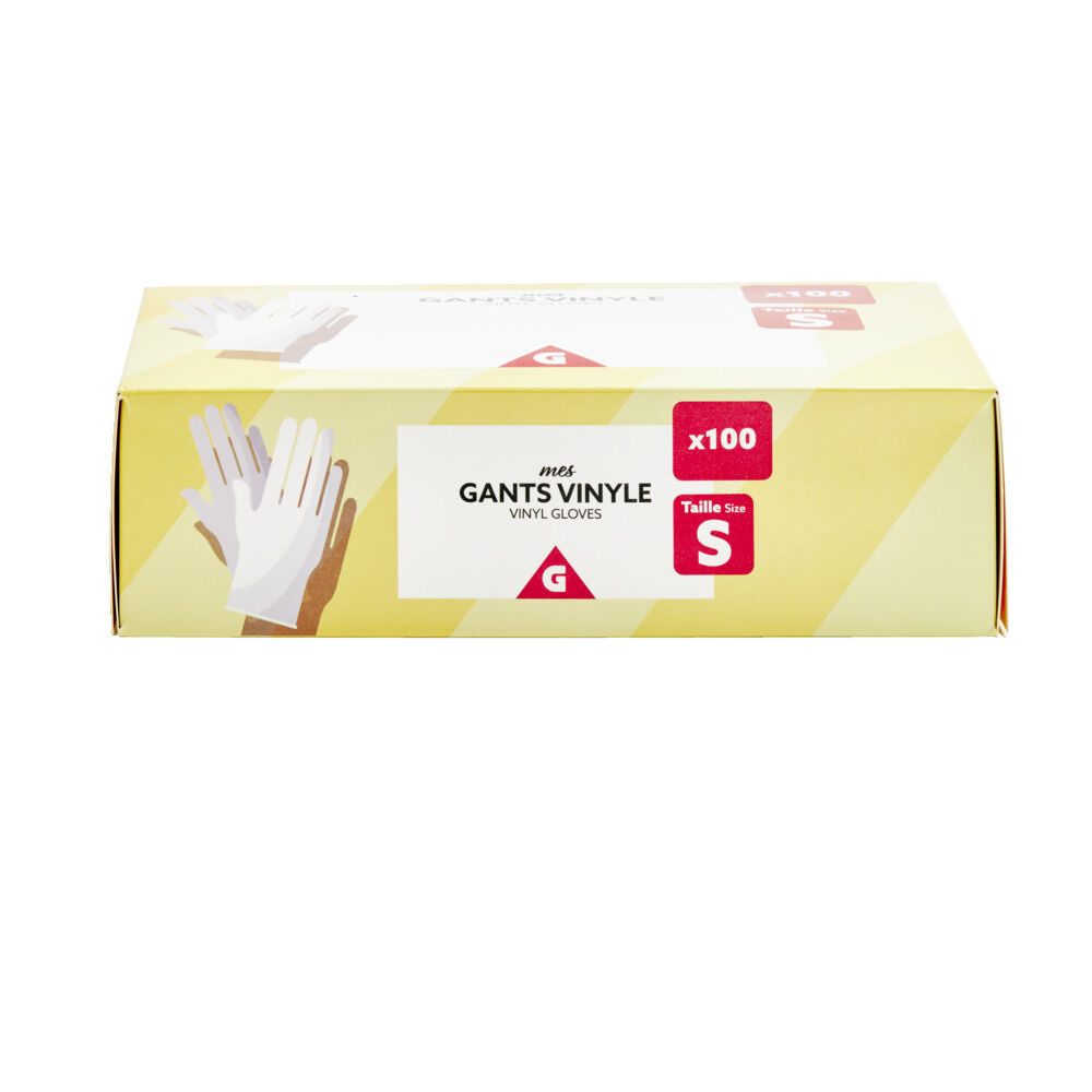 Gants en vinyle blanc x100 Taille S