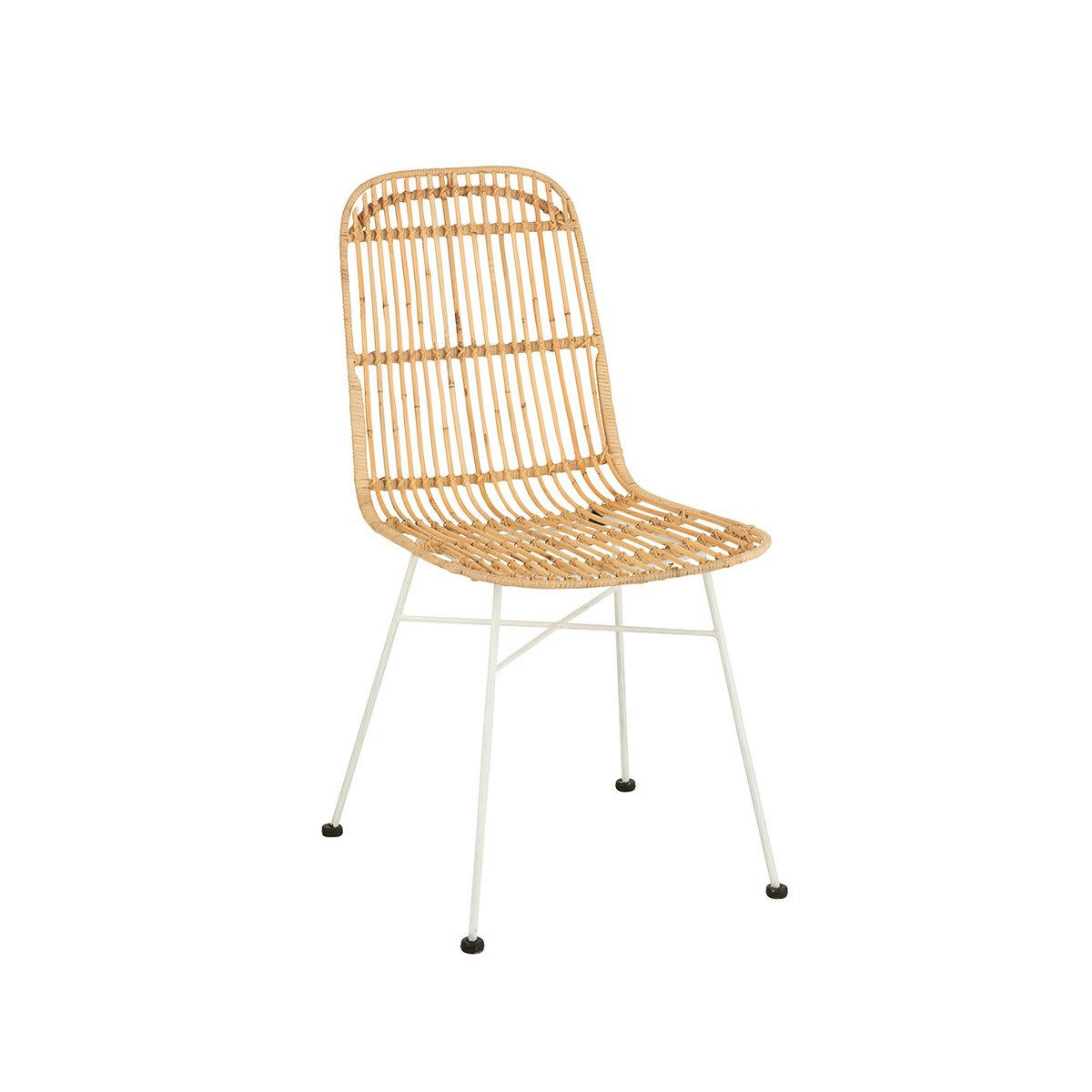 EMAL - Chaise moderne en rotin et métal blanc