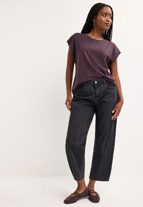 Womens Plum Extended Sleeve Cotton T-Shirt