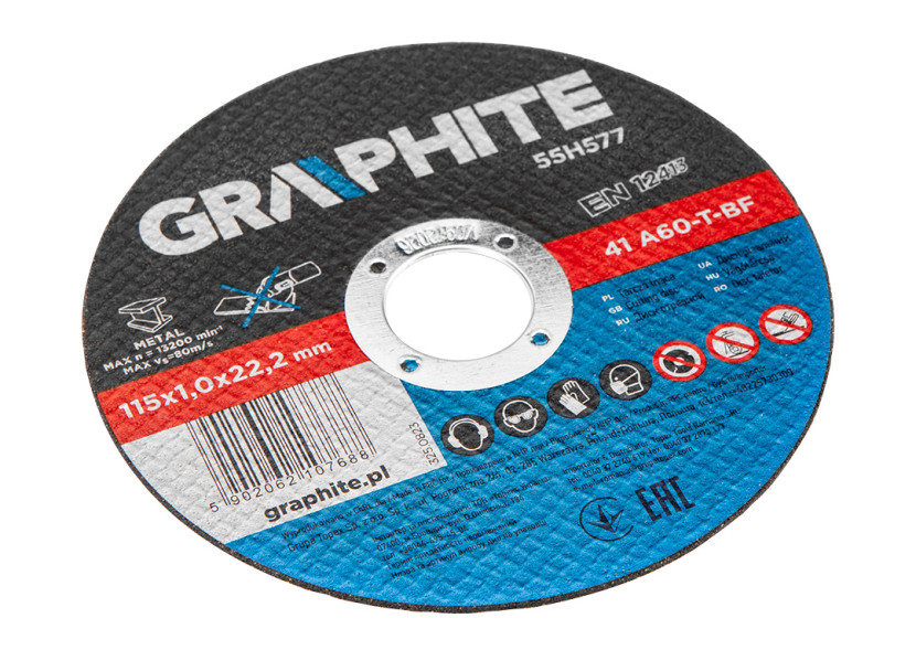 Tarcze tnące do metalu 115x1.0x22.2mm, 10 sztuk GRAPHITE