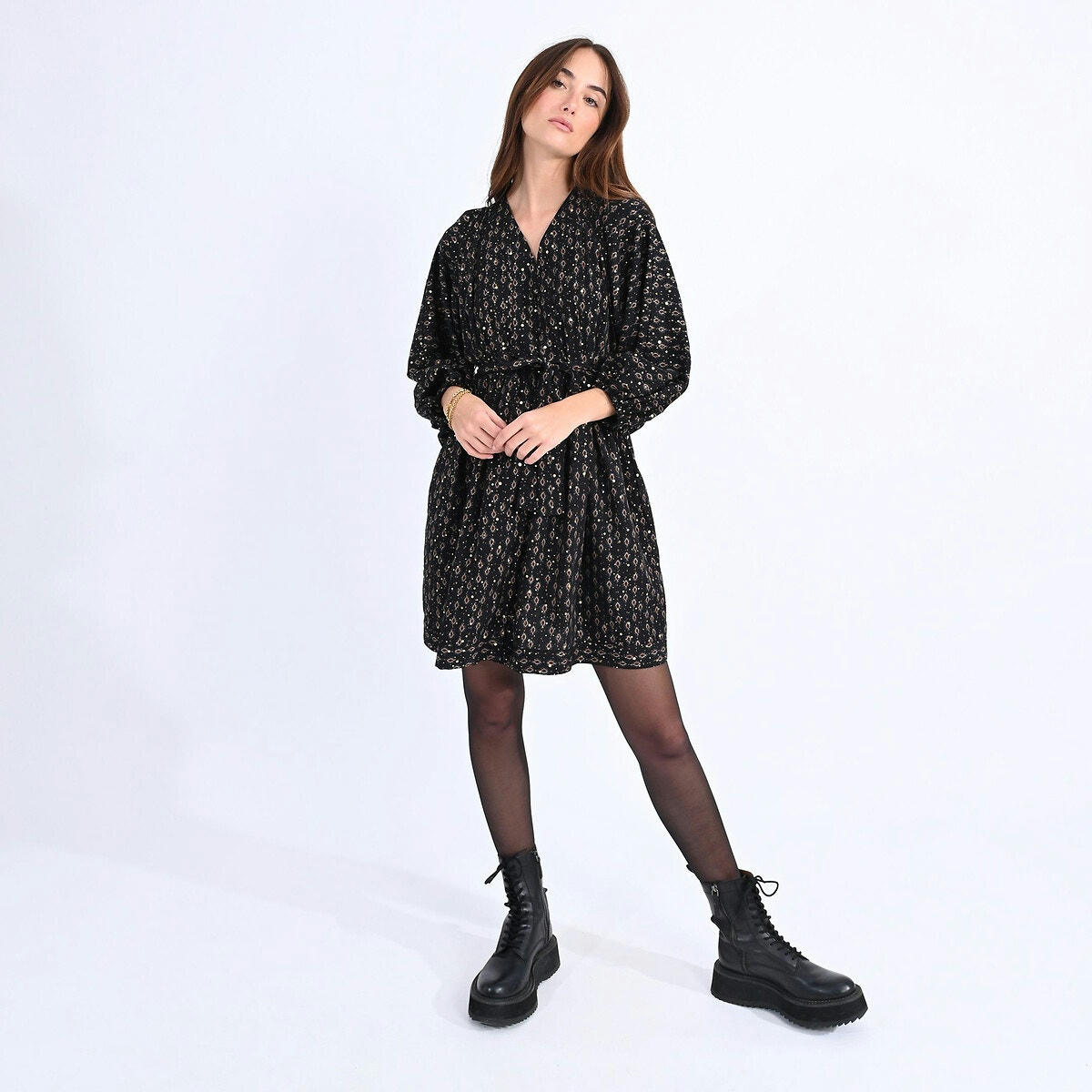 Robe imprimée encolure V