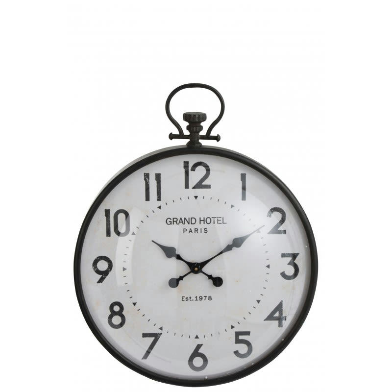 - Horloge boule ronde métal noir verre H69,5cm