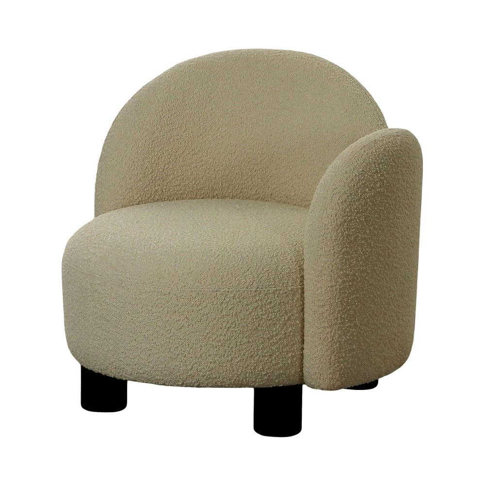 HONOLULU - Fauteuil accoudoir droit en tissu bouclette ecru