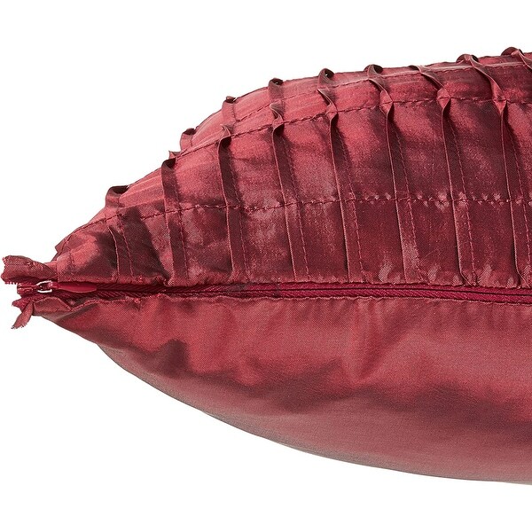 Violet Linen Silky Pleated Satin Pattern, 17 Inch x 17 Inch, Square, Decorative Accent Throw Pillow