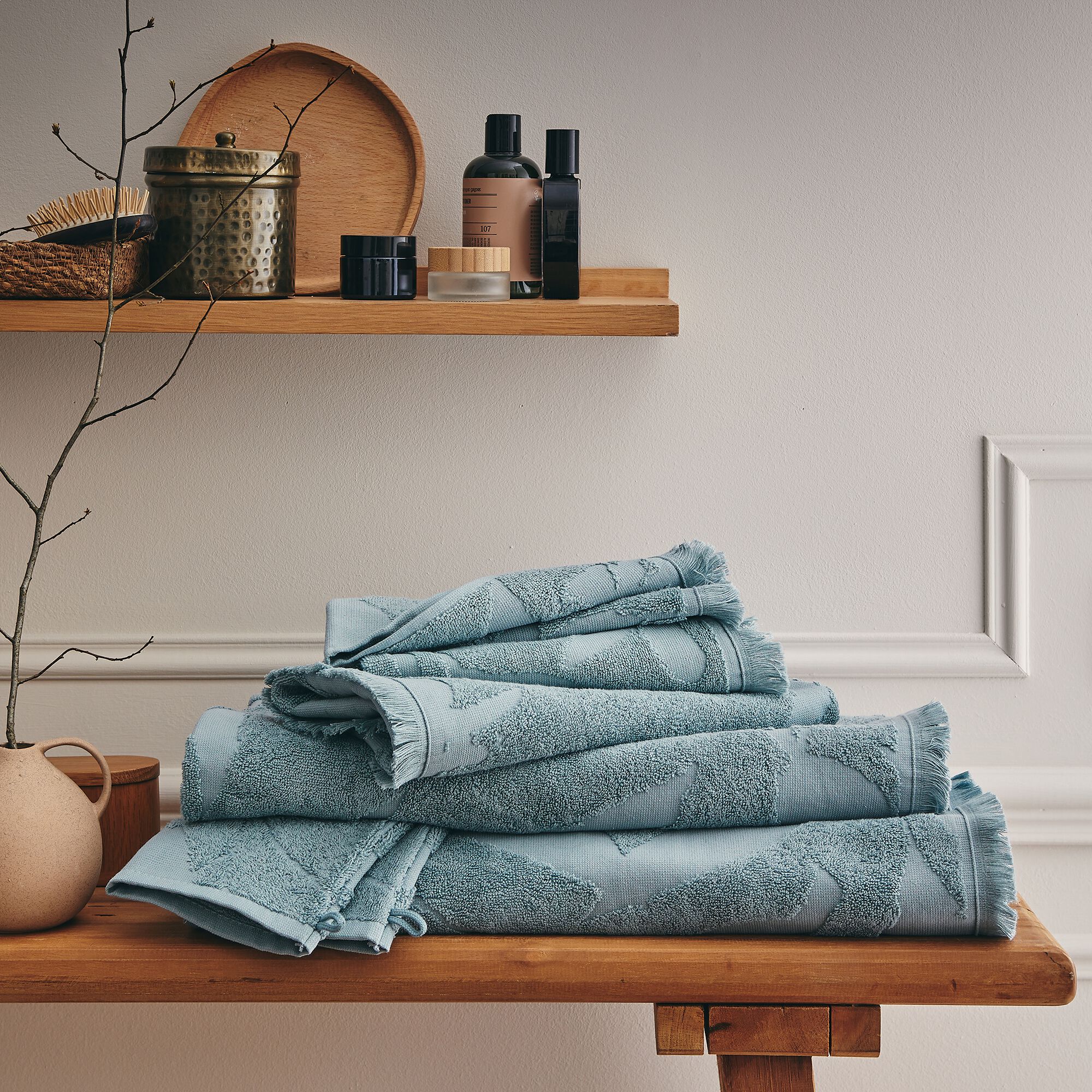 RYAD - Lot de 2 gants de toilette en coton - bleu calaluna