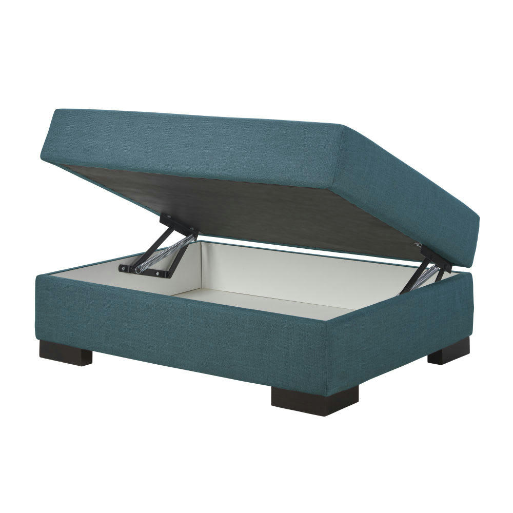 Terence - Pouf pour canapé modulable avec coffre de rangement bleu pétrole