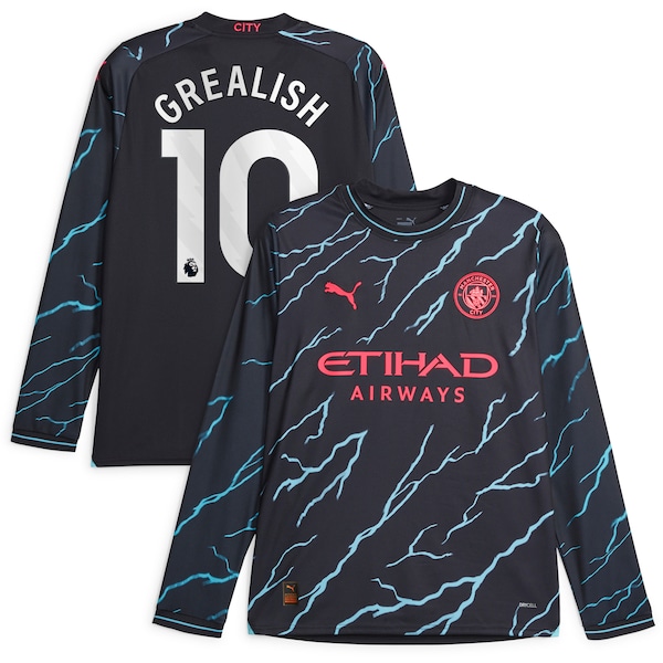 Jack Grealish Manchester City Puma 2023/24 Third Long Sleeve Replica Player Jersey - Navy
