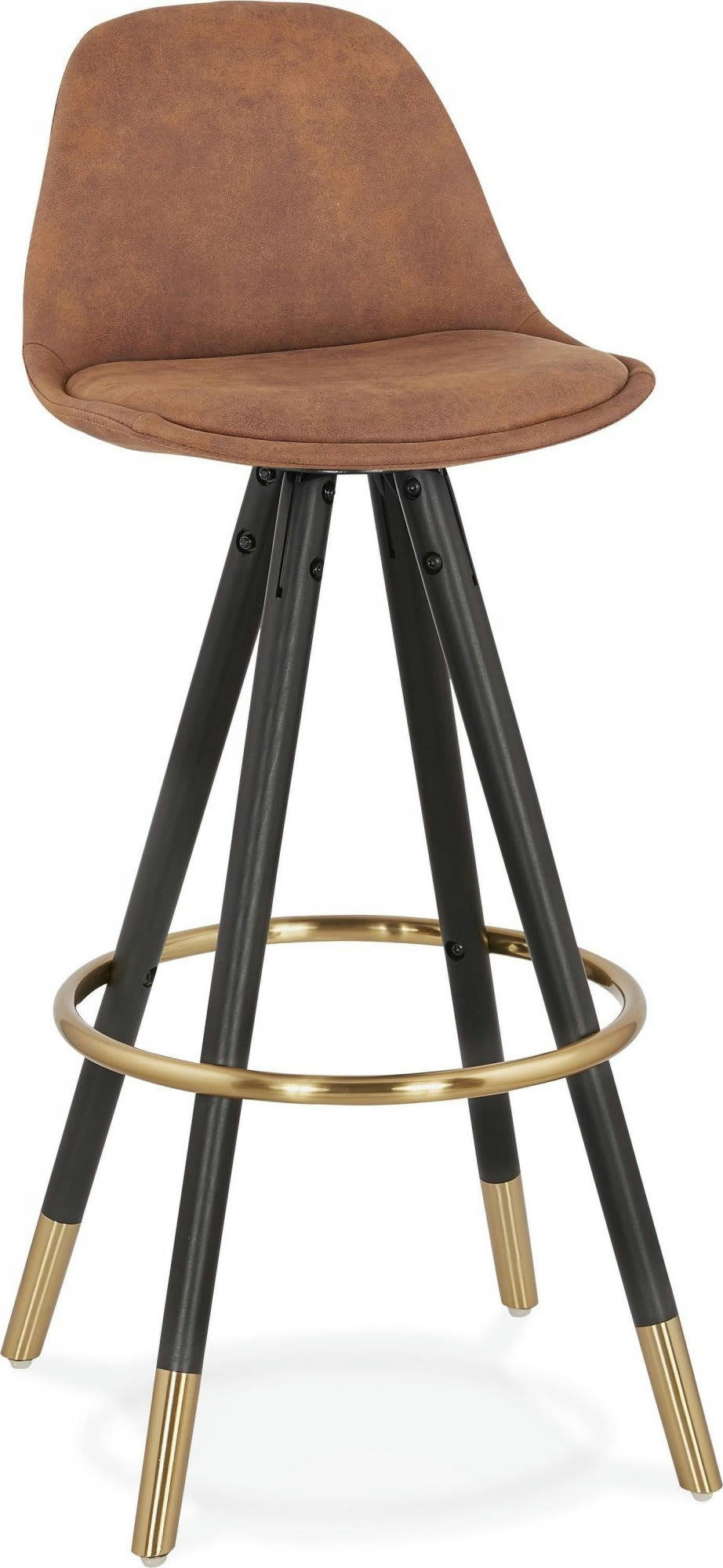 BRUCE - Tabouret de bar Tissu Marron H. assise 75 cm rembourré