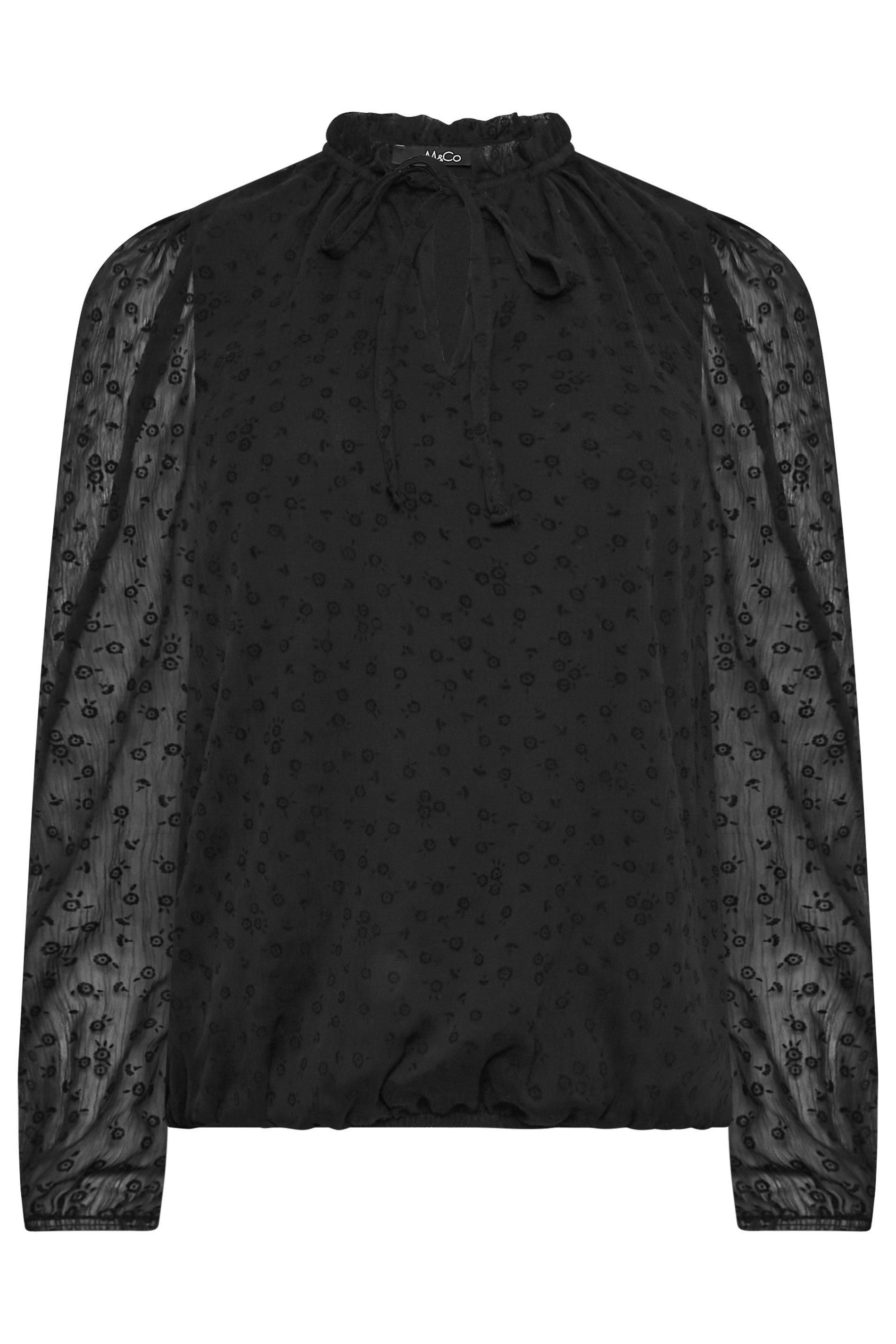 M&Co Tie Neck Blouse