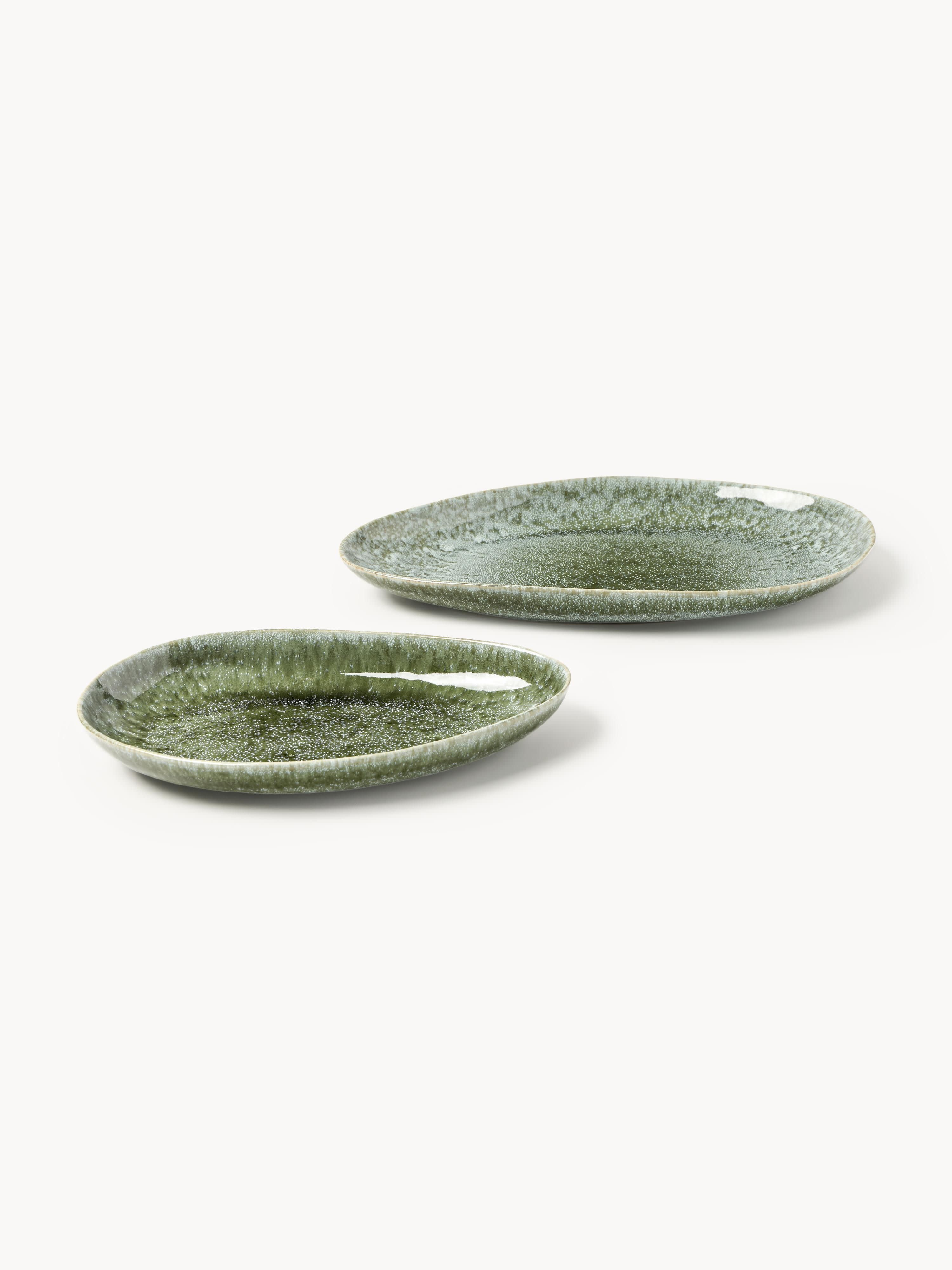 Handgefertigte Servierplatten Macey in organischer Form, 2er-Set