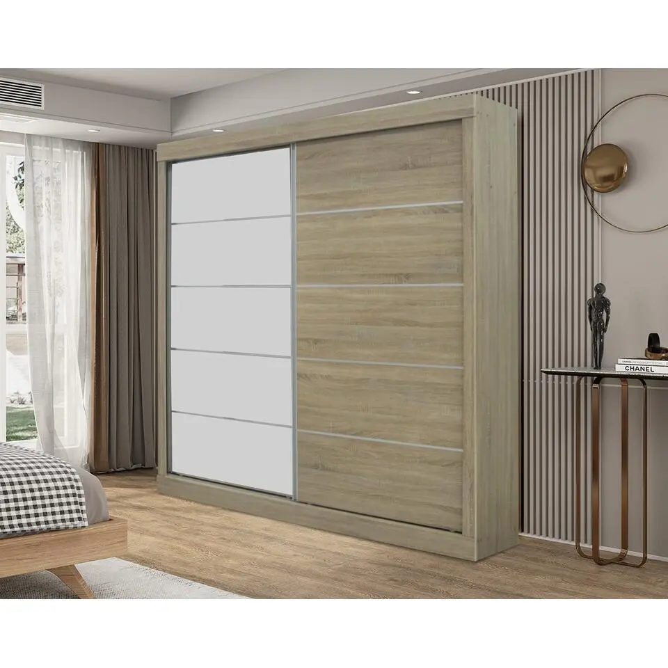 Interiax Kledingkast 'Mila' - Sonoma Eik - Schuifdeurkast - 197x182x52 cm