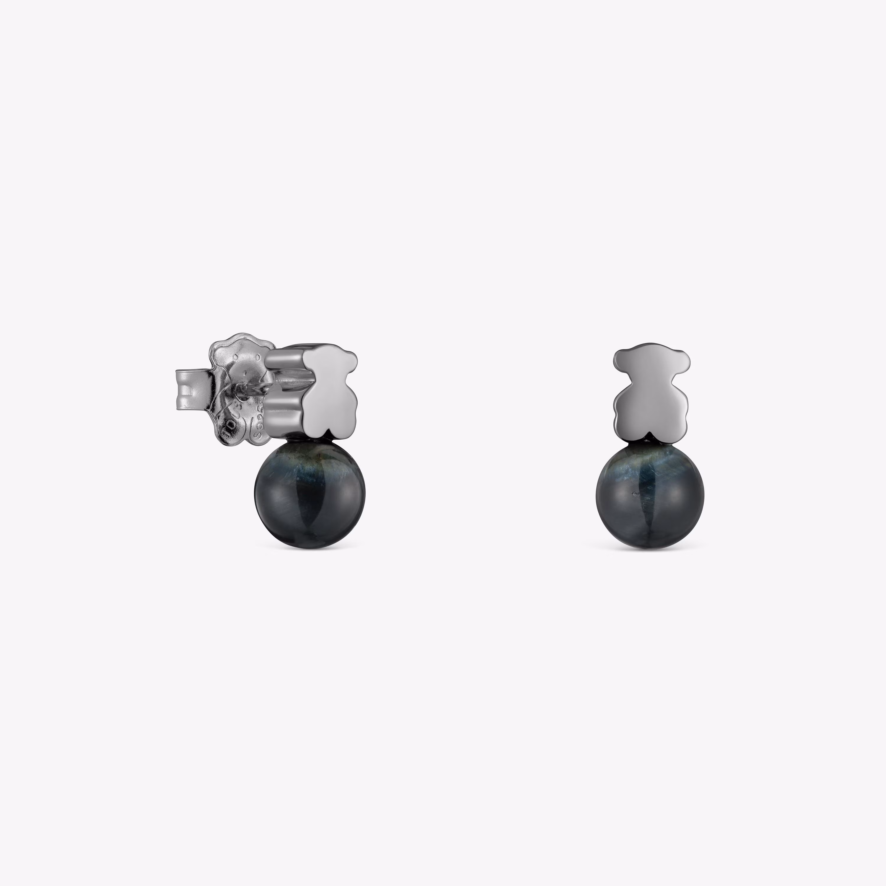 Pendientes de plata dark silver y ojo de halcón Icon Mesh