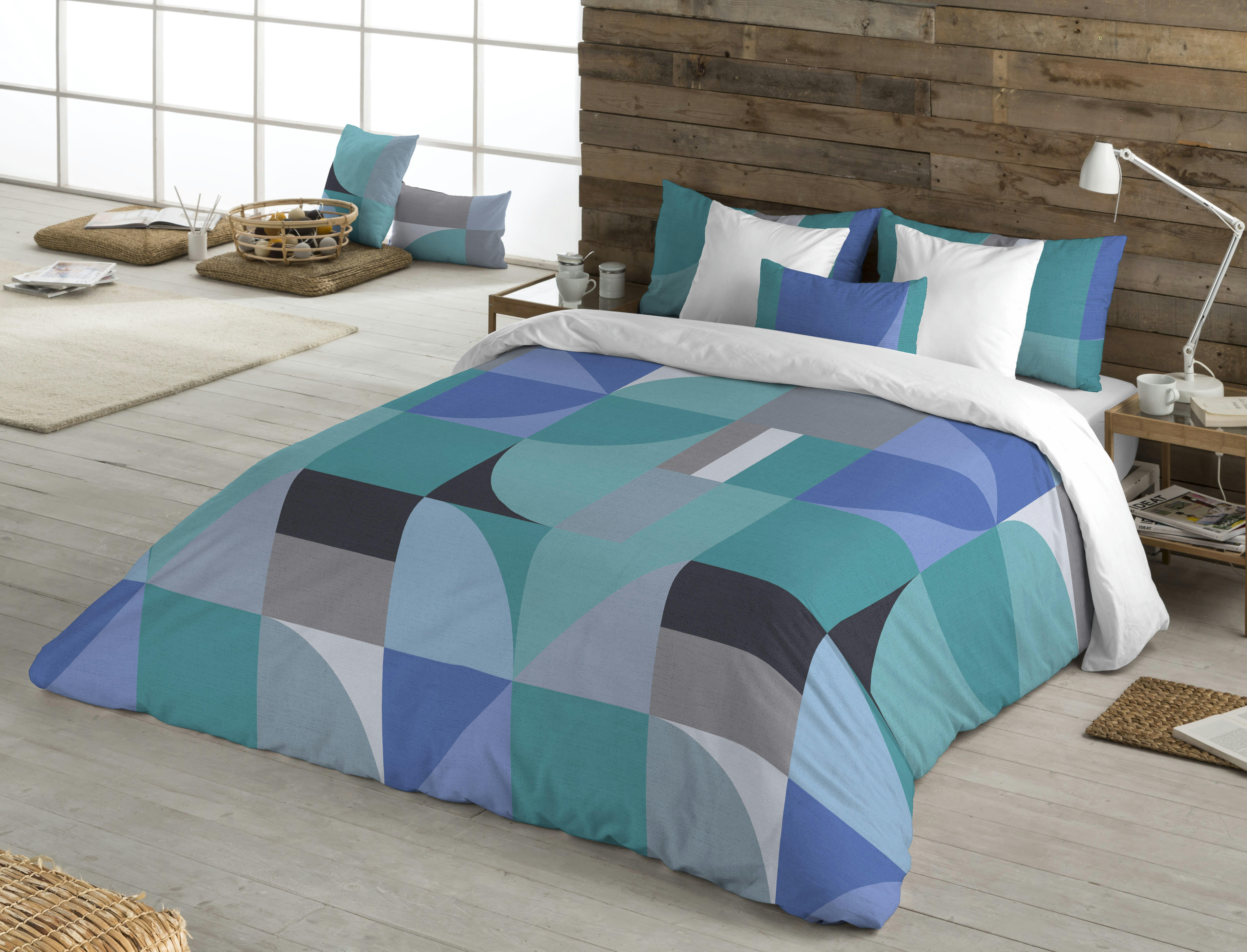 MOMA AZUL - Housse de couette 100% coton avec imprimé géométrique 260X240 cm