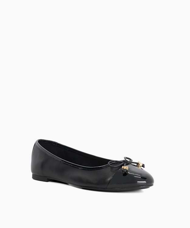 Hallo Black - Wide Fit Charm-Detail Ballet Shoes