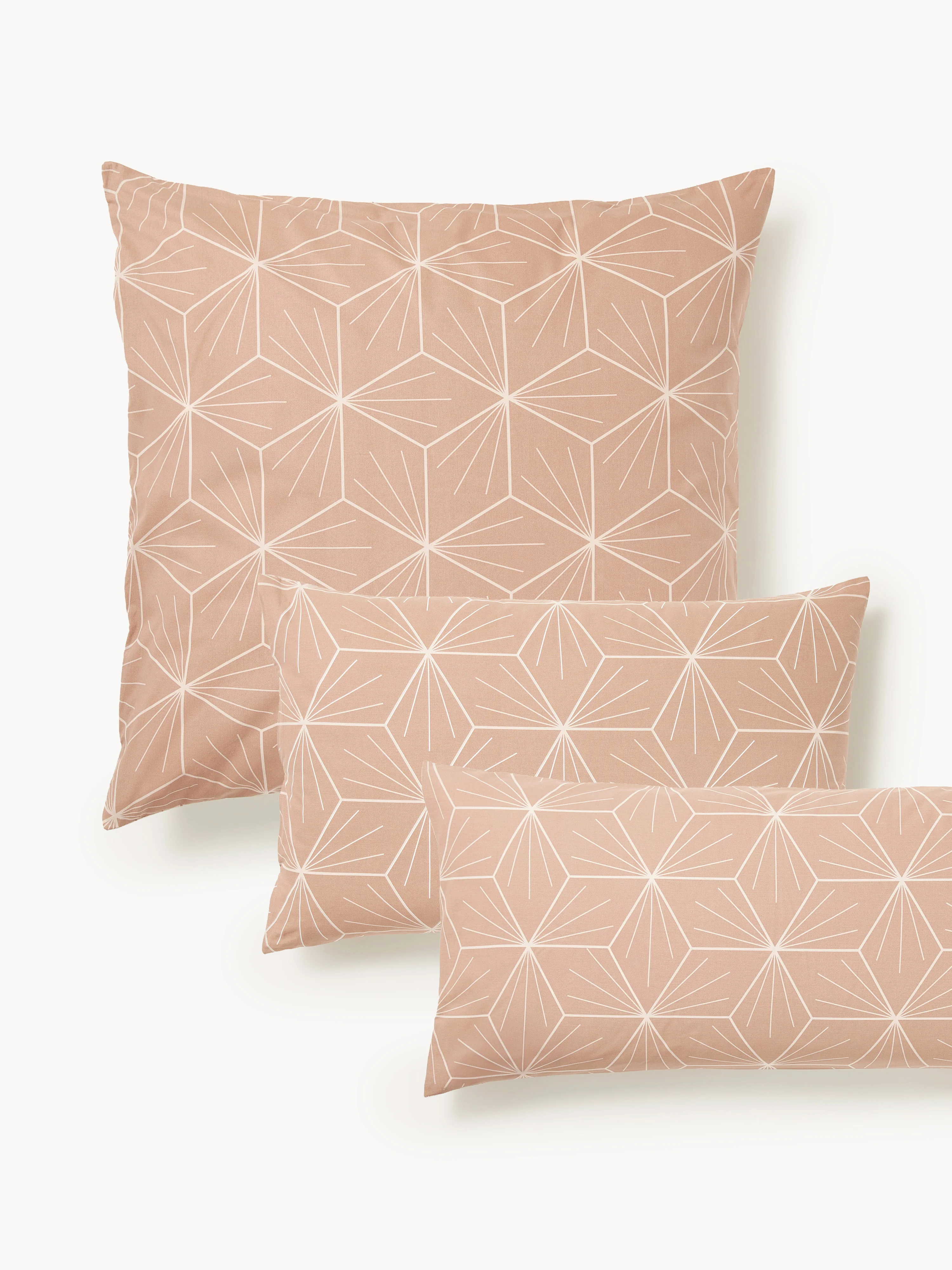 Baumwoll-Kopfkissenbezug Ilda mit geometrischem Print