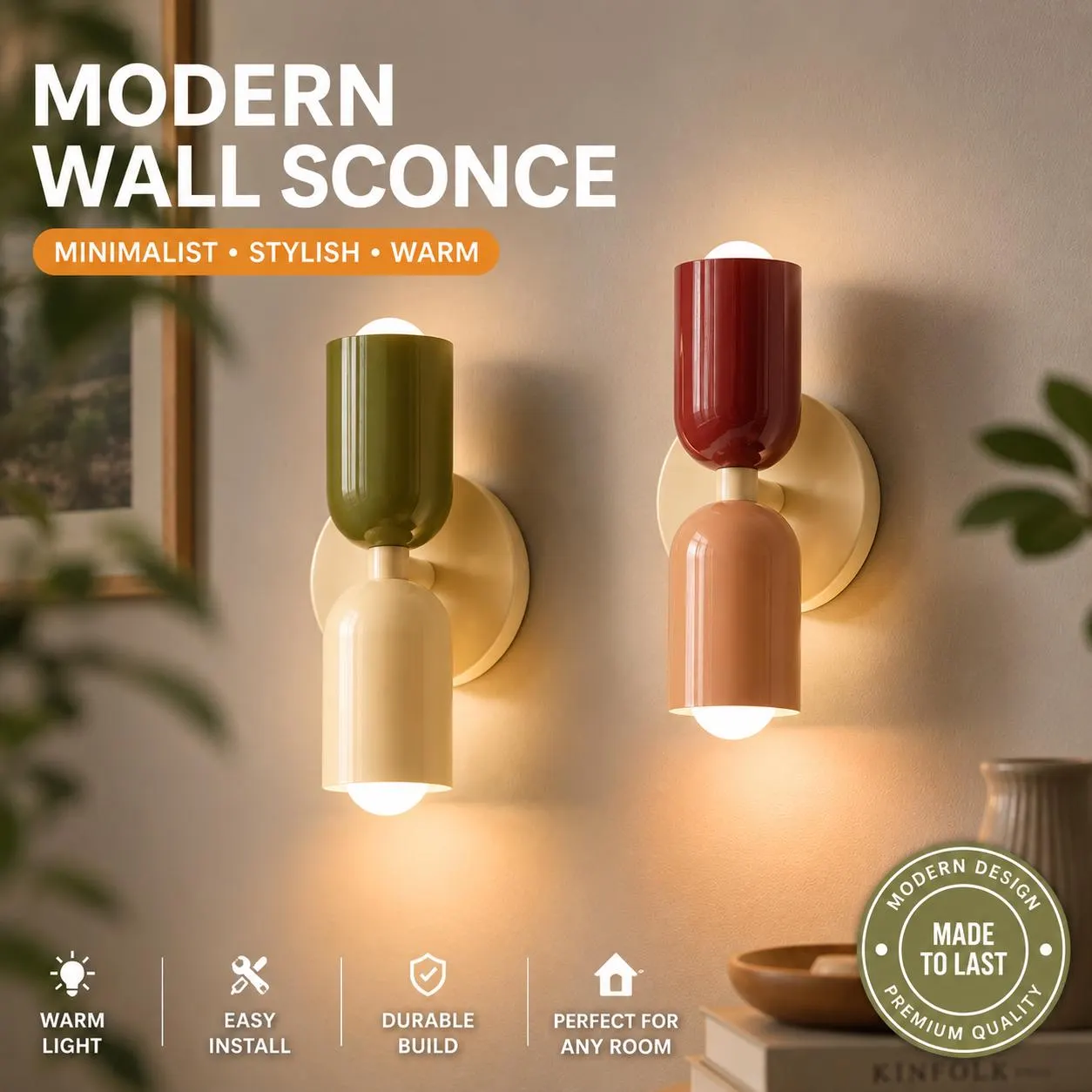 Modern Wall Sconce, Colorful Wall Light, Mid Century Modern Sconce, Modern Bedroom Lighting, Living Room Wall Lamp, Statement Light