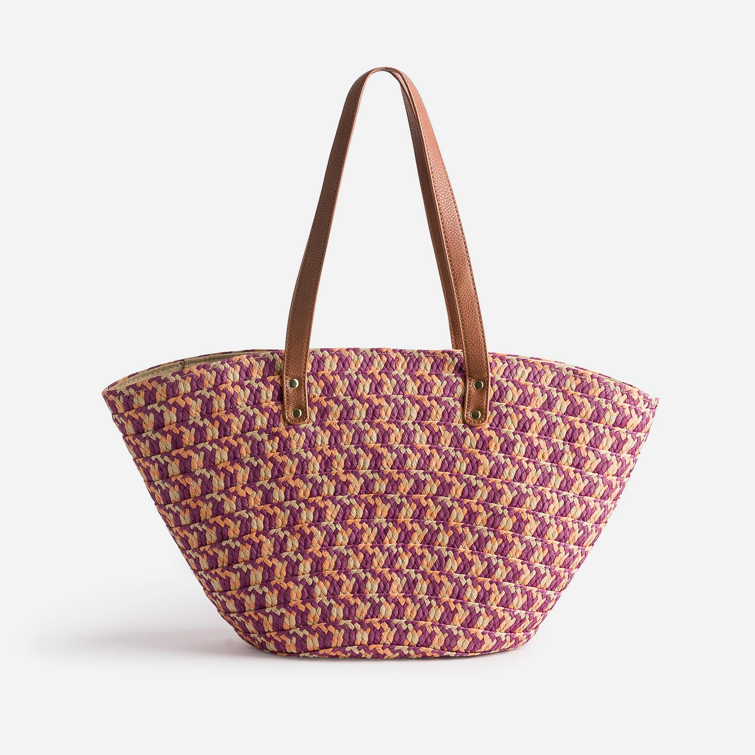 Panier tressé paille papier multicolore