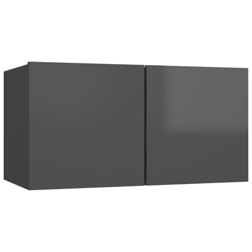 NNEVL TV Cabinets 4 pcs High Gloss Grey 60x30x30 cm Chipboard