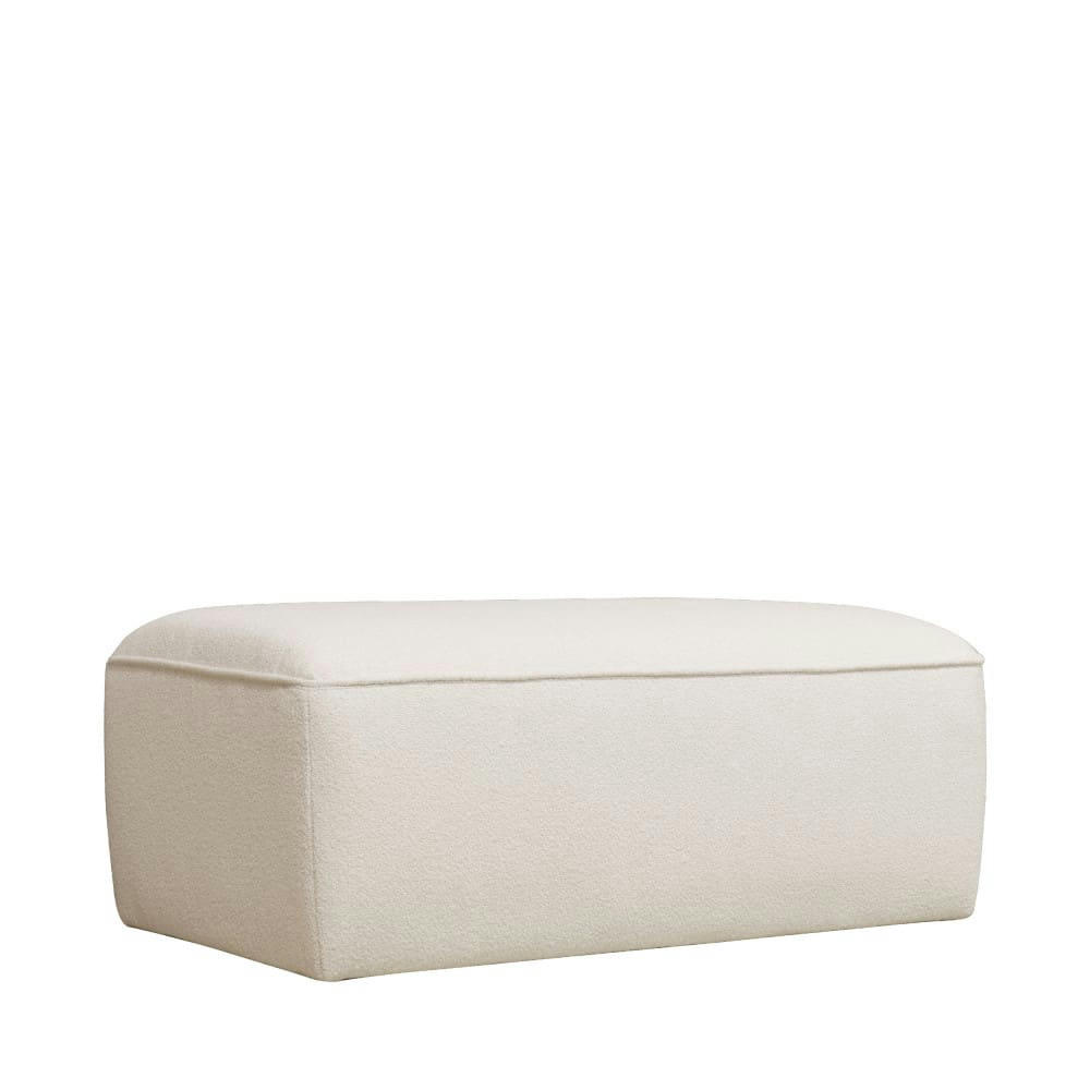NOOR - Pouf pour canapé modulable en tissu bouclette ecru