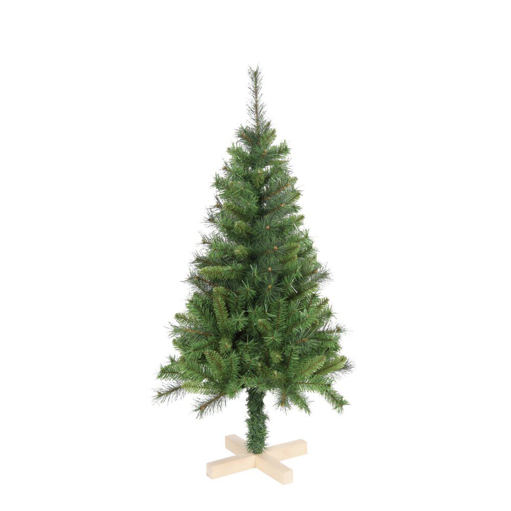 Sapin de No&euml;l artificiel pied bois H120 cm 228 branches vert