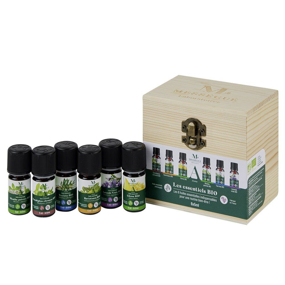 Huiles essentielles bio 5ml x6 Mességué dans coffret en bois