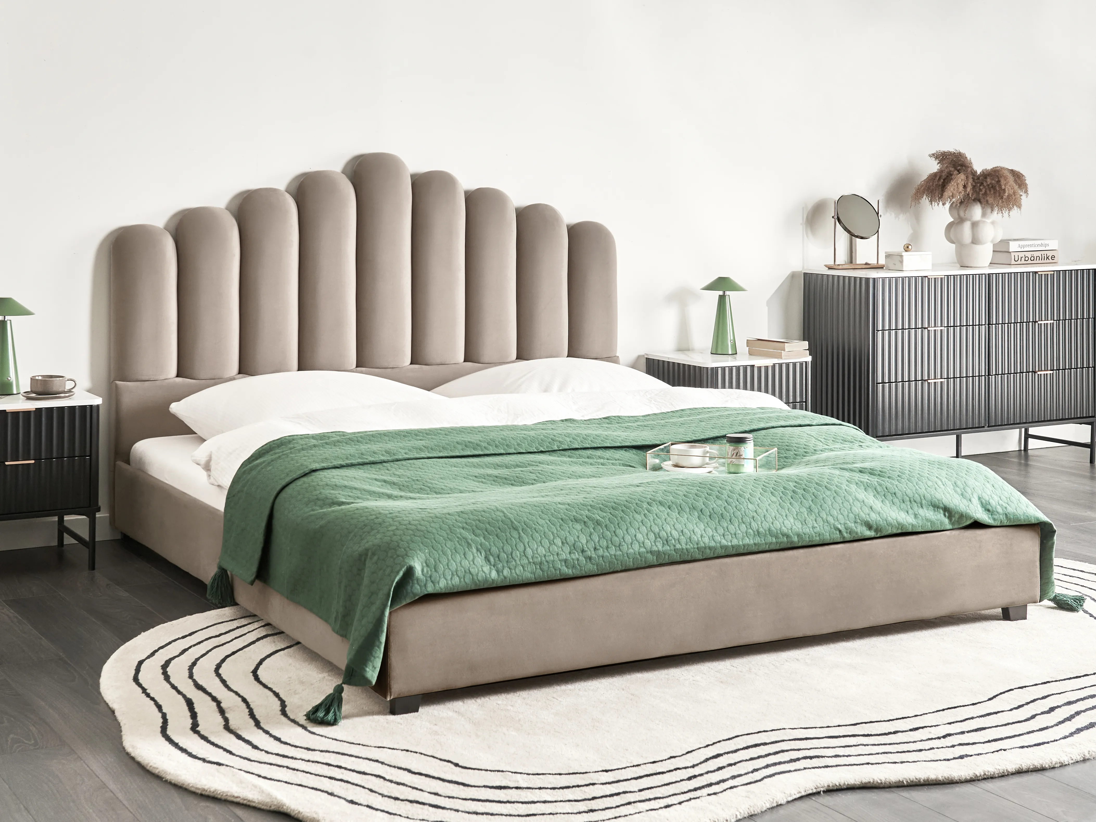 Waterbed Velvet VINCENNES 180 x 200 cm (EU Super King) Taupe