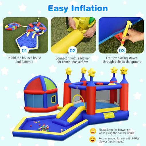 NNECW Kids Inflatable Bouncy House with Double Basketball Hoops