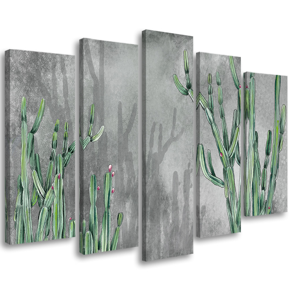 Feeby Obraz 5 częściowy na płótnie Duży kaktus pustynny