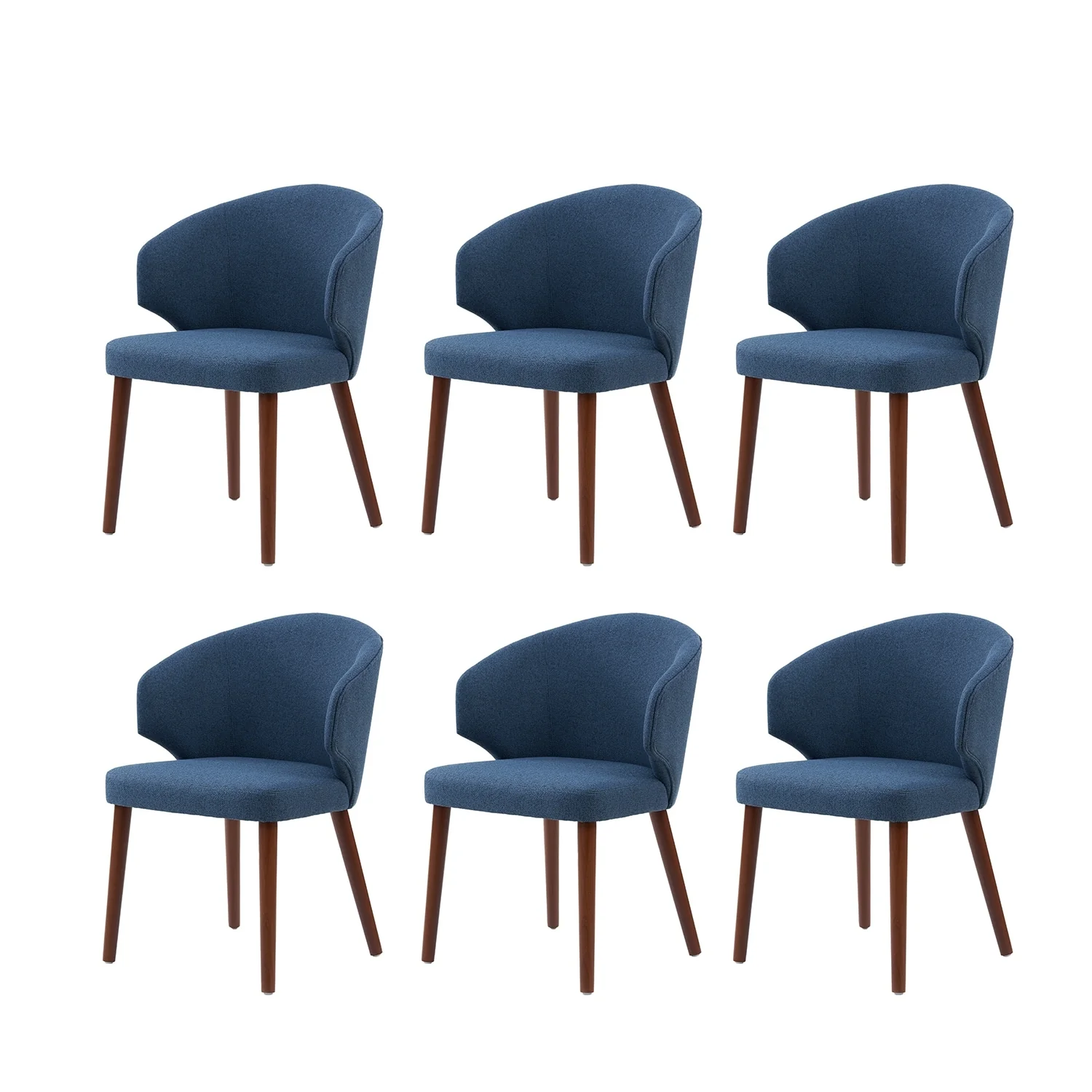 Nina Dining Chair with Wing Back Solid Wood Legs Set of 6 by HULALA HOME