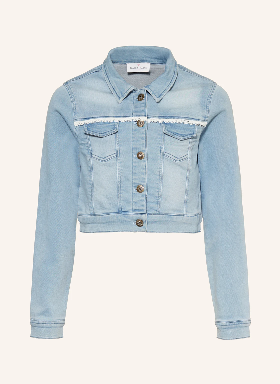 DANAMADE Jeansjacke mit Spitze und Pailletten