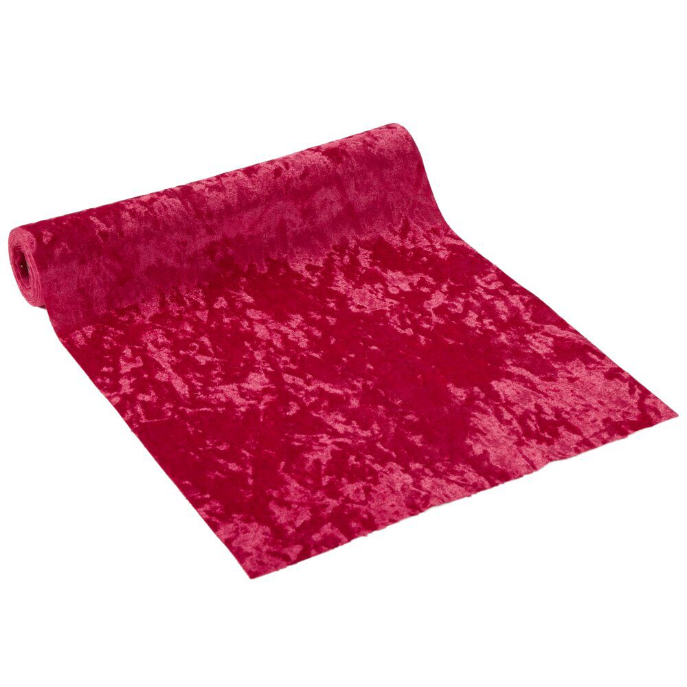 Chemin de table imitation velours L300X28 cm rouge