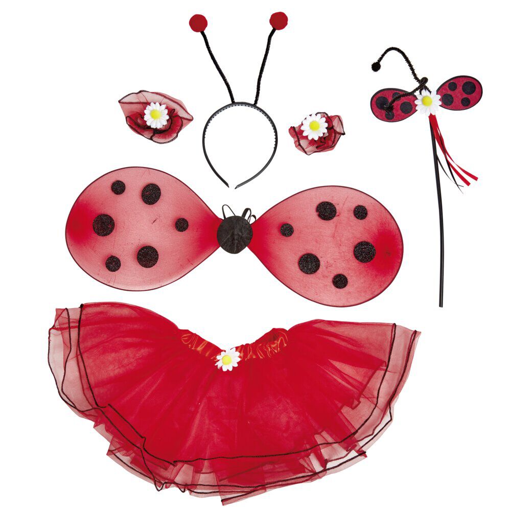 Déguisement enfant Coccinelle rouge noir antennes ailes jupe