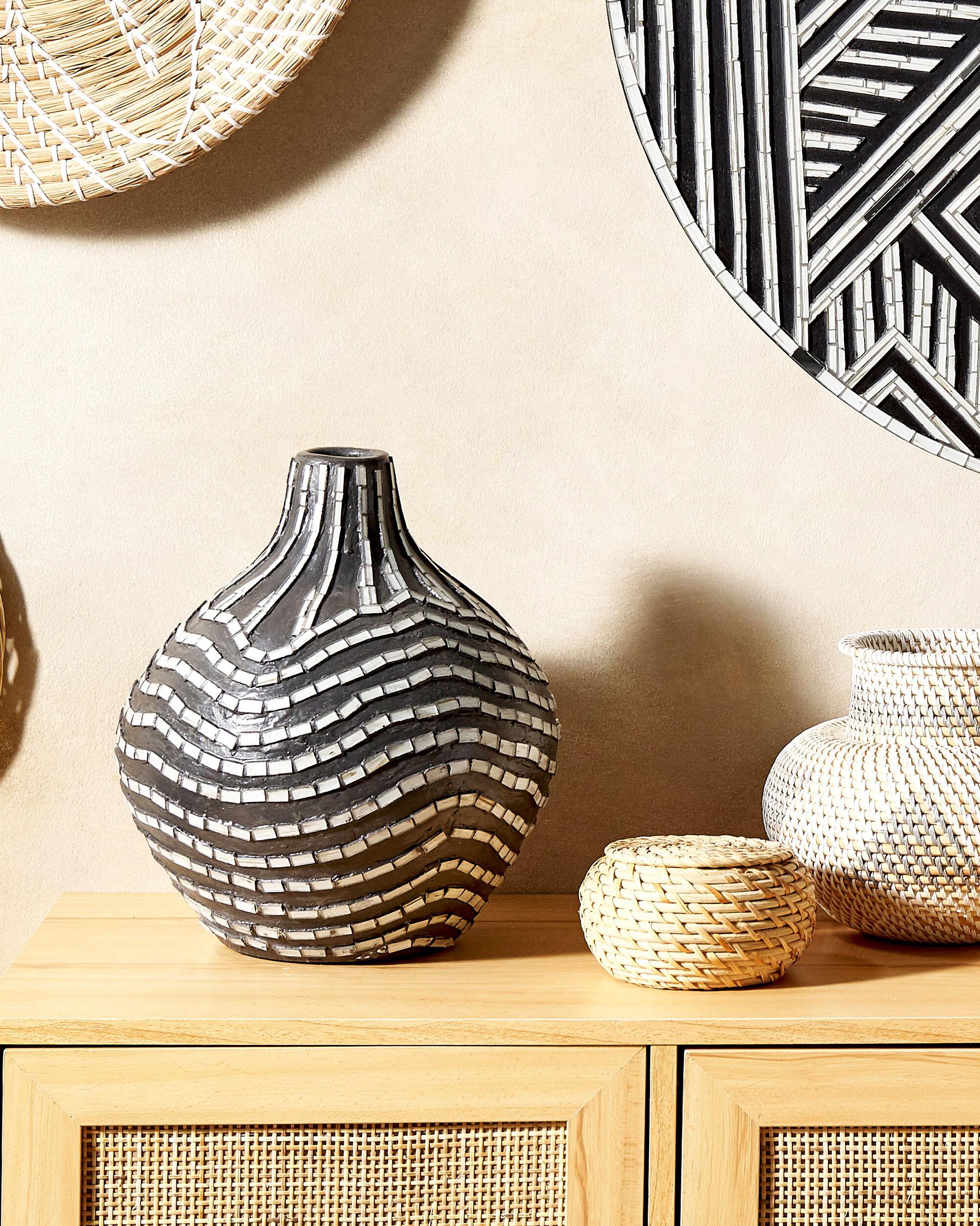 Decorative Vase KUALU Ceramic 35 cm Black